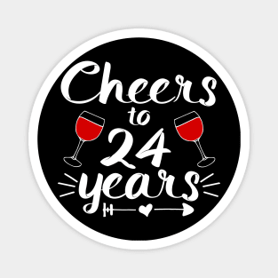 Cheers to 24 years Anniversary Gifts For Couple, Women and Men Magnet